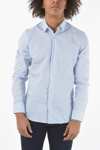 CC COLLECTION Camicia in Cotone a Effetto Bouclé con Collo italiano