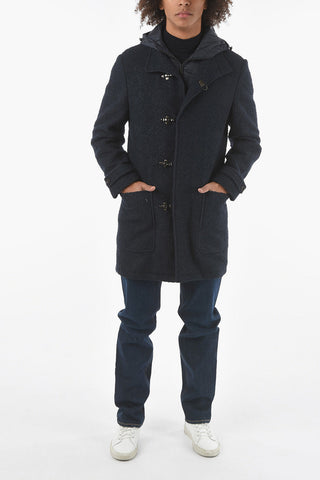CC COLLECTION O. WEAR Hooded Bouclè Coat with Frogs