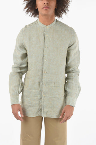Flax Shirt with Mandarin Collar
