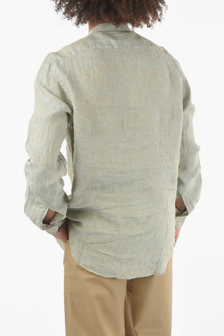 Flax Shirt with Mandarin Collar