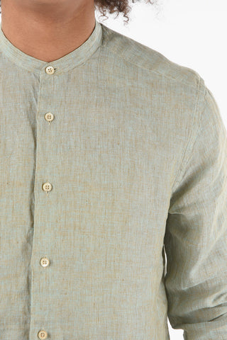 Flax Shirt with Mandarin Collar