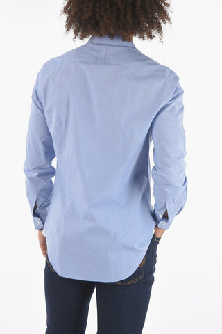 Micro-houndstooth Cotton Shirt with Standard Collar