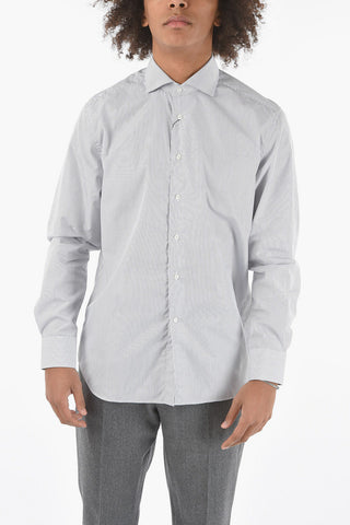 Poplin Cotton Shirt in Candy-stripe with Classic Collar