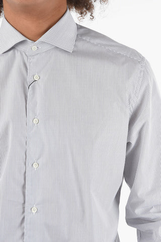 Poplin Cotton Shirt in Candy-stripe with Classic Collar