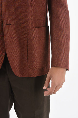 Removable Chester Piece Twill Wool and Silk Blazer