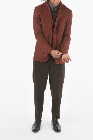 Removable Chester Piece Twill Wool and Silk Blazer