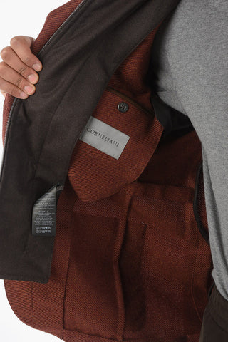 Removable Chester Piece Twill Wool and Silk Blazer