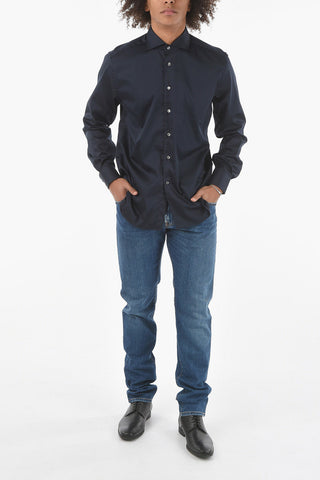 Poplin Cotton Shirt with Standard Collar