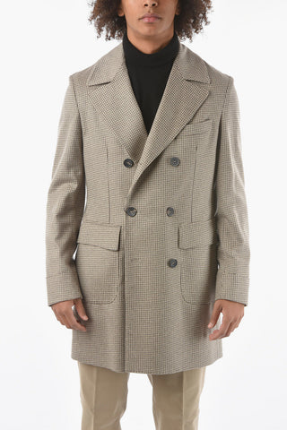 Double-breasted YOKOHAMA Houndstooth Cashmere Coat