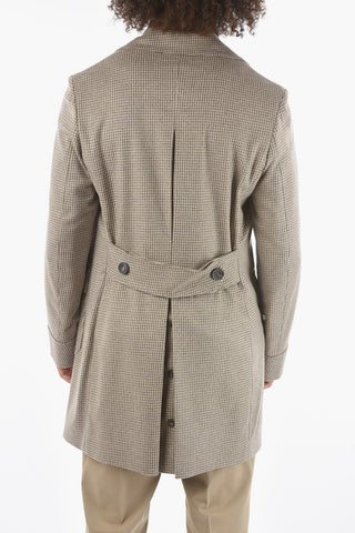 Double-breasted YOKOHAMA Houndstooth Cashmere Coat
