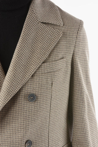 Double-breasted YOKOHAMA Houndstooth Cashmere Coat