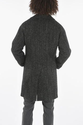 CC COLLECTION Half-lined Herringbone Wool Blend Coat