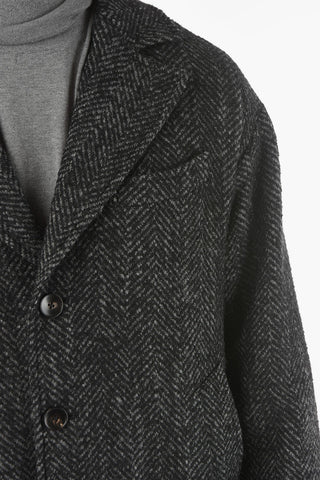 CC COLLECTION Half-lined Herringbone Wool Blend Coat