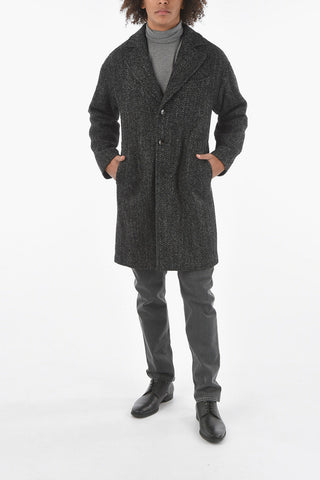 CC COLLECTION Half-lined Herringbone Wool Blend Coat