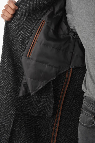 CC COLLECTION Half-lined Herringbone Wool Blend Coat