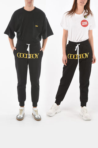 Low-crotch Joggers with Lettering Print