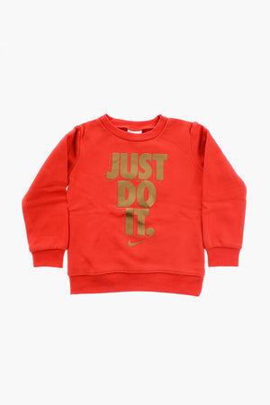 Unifarbenes Rundhals-Sweatshirt mit goldenem Druck