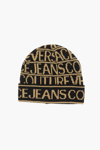 COUTURE All Over Lurex Logo Wool Blend Beanie Hat