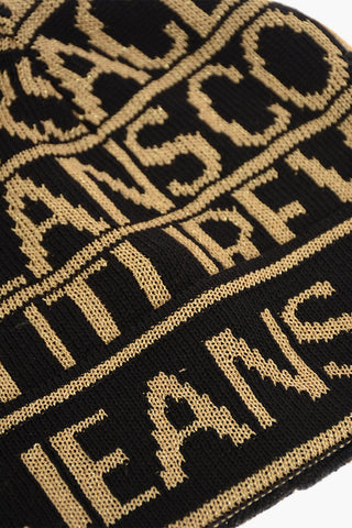 COUTURE All Over Lurex Logo Wool Blend Beanie Hat
