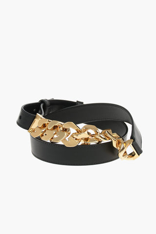 Chain Buckle Leather Belt