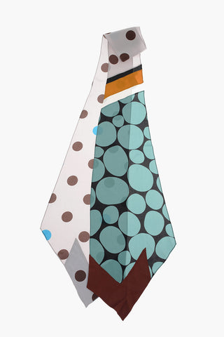 Polka Dot Motif MOSAIC Silk Blend Foulard