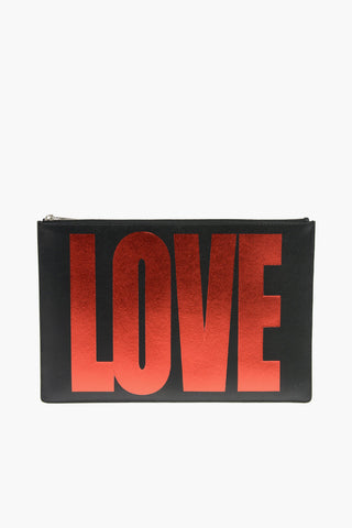 Borsa a Busta LOVE in Pelle con Stampa Lamè