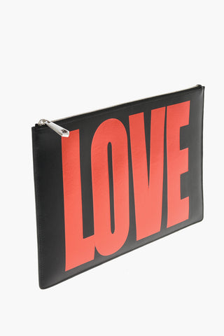 Borsa a Busta LOVE in Pelle con Stampa Lamè