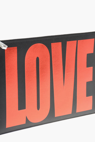 Borsa a Busta LOVE in Pelle con Stampa Lamè