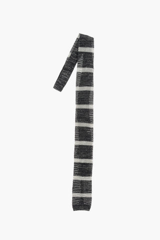 Cravatta Kipper Crochet a Righe in Seta e Lino