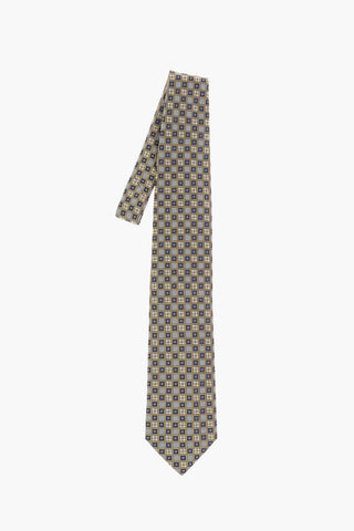 geometric pattern silk tie