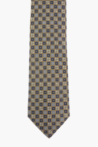 geometric pattern silk tie