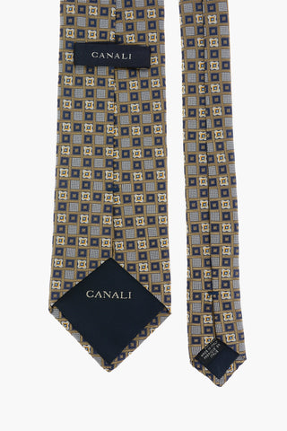 geometric pattern silk tie