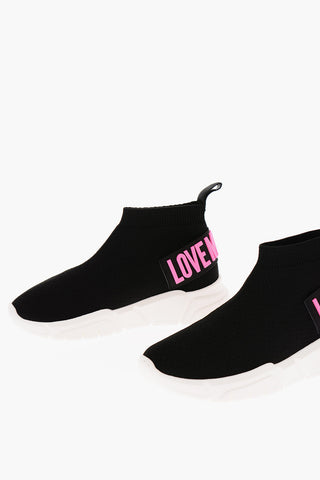 LOVE Solid Color RUNNING35 Sock Sneakers with Contrasting Logo