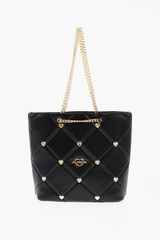 LOVE Faux Leather Quilted Bag with All-Over Heart