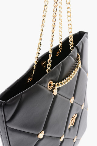 LOVE Faux Leather Quilted Bag with All-Over Heart