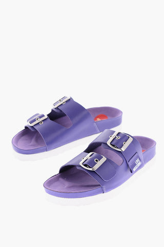 LOVE Silver Double Buckle Letaher BIRKI40 Sandals