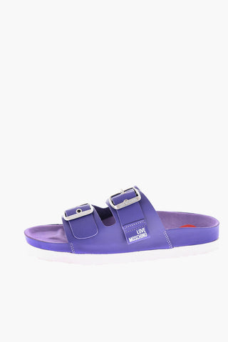LOVE Silver Double Buckle Letaher BIRKI40 Sandals