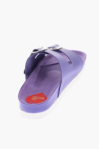 LOVE Silver Double Buckle Letaher BIRKI40 Sandals