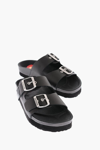 LOVE Silver Double Buckle Letaher BIRKI40 Sandals