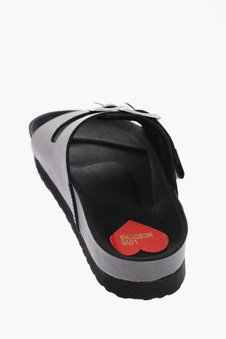 LOVE Silver Double Buckle Letaher BIRKI40 Sandals