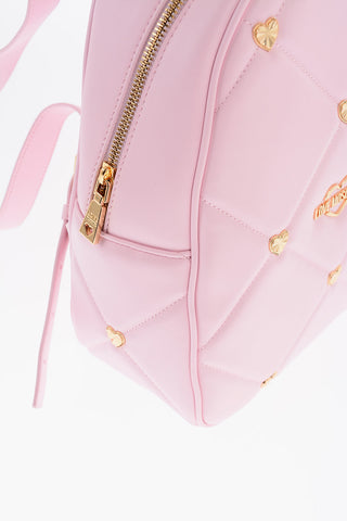 LOVE Quilted Faux Leather Backpack with Golden Details