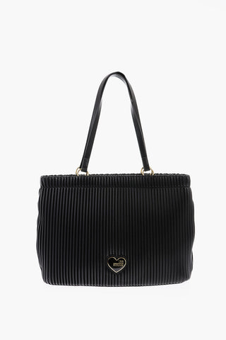 LOVE Pleated Vegan Leather Tote Bag