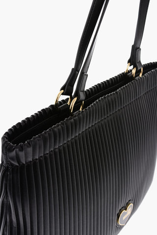 LOVE Pleated Vegan Leather Tote Bag