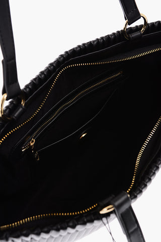 LOVE Pleated Vegan Leather Tote Bag