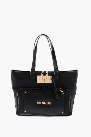 LOVE Nylon Tote Bag with Golden Details