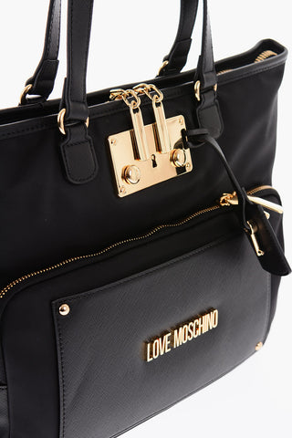 LOVE Nylon Tote Bag with Golden Details