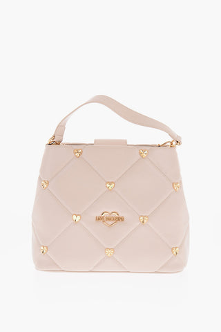 LOVE Quilted Faux Leather Bag with Gold-Tone Details and Removable Strap