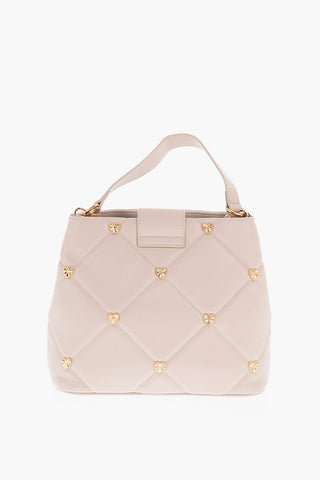 LOVE Quilted Faux Leather Bag with Gold-Tone Details and Removable Strap