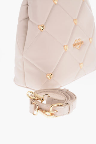 LOVE Quilted Faux Leather Bag with Gold-Tone Details and Removable Strap