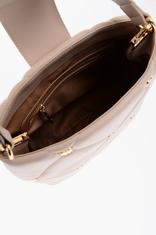 LOVE Quilted Faux Leather Bag with Gold-Tone Details and Removable Strap